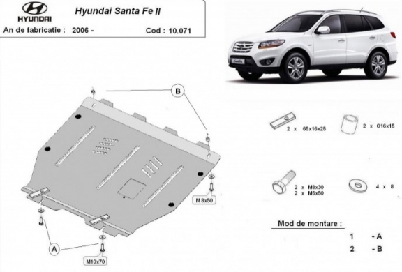 Steel skid plate for Hyundai Santa Fe