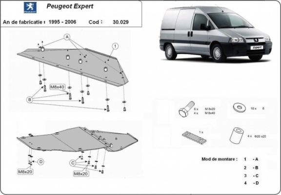 Steel skid plate for Peugeot Expert