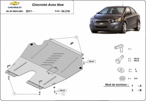 Steel skid plate for Chevrolet Aveo