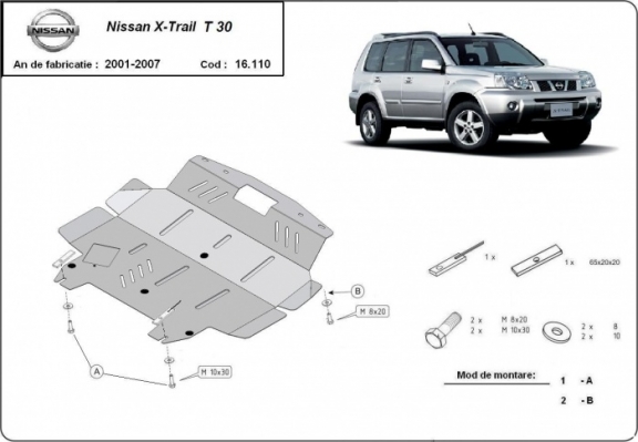Steel skid plate for Nissan X-Trail T30