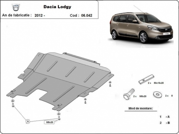 Steel skid plate for Dacia Lodgy