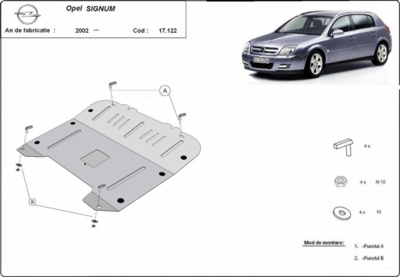 Steel skid plate for Opel Signum