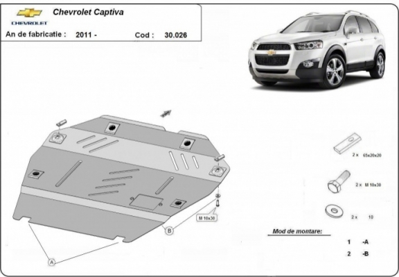 Steel skid plate for Chevrolet Captiva