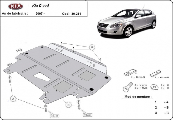 Steel skid plate for Kia Ceed