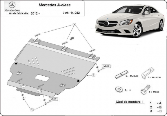 Steel skid plate for Mercedes A-Class W176