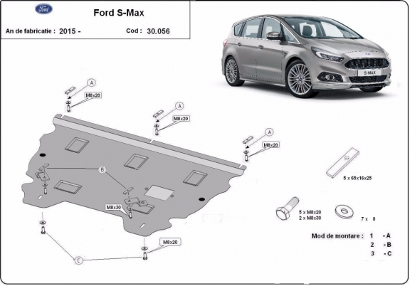 Steel skid plate for Ford S-Max