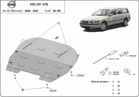 Steel skid plate for Volvo V70