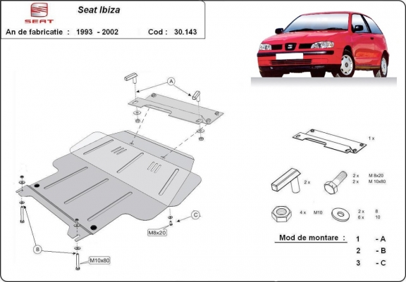 Steel skid plate for Seat Ibiza