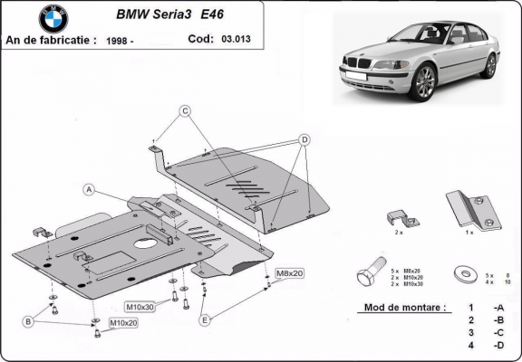 Steel skid plate for BMW Seria 3 E46 - petrol