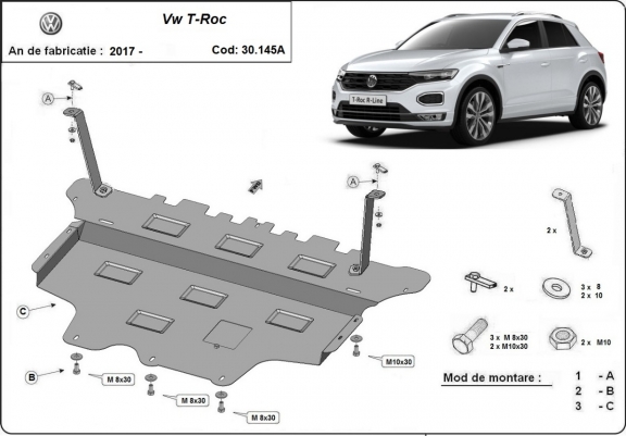 Steel skid plate for Volkswagen T-Roc - automatic gearbox