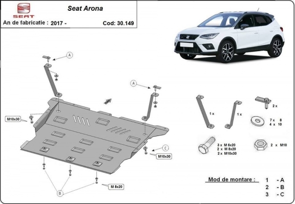 Steel skid plate for Seat Arona