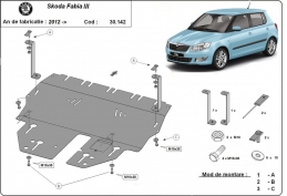 Steel skid plate for Skoda Fabia 3