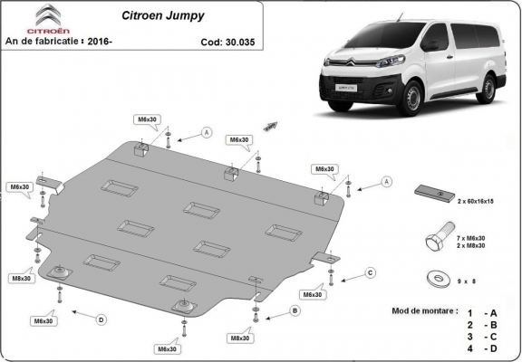 Steel skid plate for Citroen Jumpy