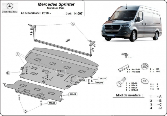 Steel skid plate for Mercedes Sprinter-FWD