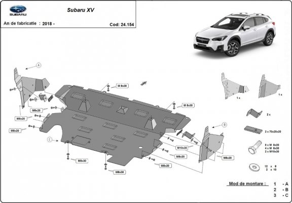 Steel skid plate for Subaru  XV