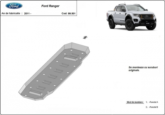 Steel fuel tank skid plate  for Ford Ranger