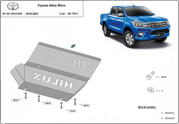 Steel radiator skid plate for Toyota Hilux Revo