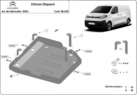 Steel AdBlue tank plate Citroen Dispatch