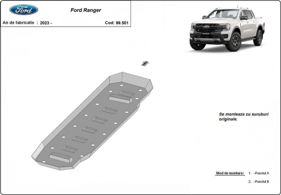 Steel fuel tank skid plate  for Ford Ranger