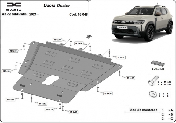 Steel skid plate for Dacia Duster - 4x2 , 4x4