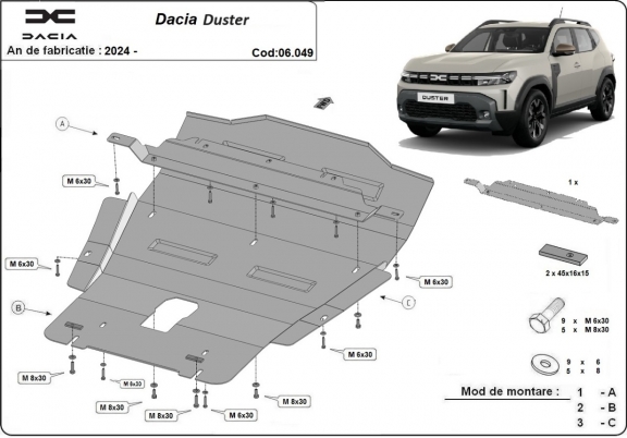 Steel skid plate for Dacia Duster - 4x4