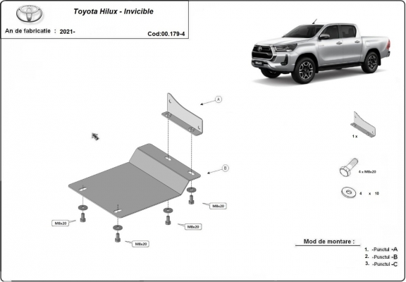 Steel DPF sensor skid plate  for Toyota Hilux