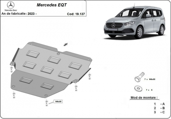 Steel skid plate for Mercedes EQT
