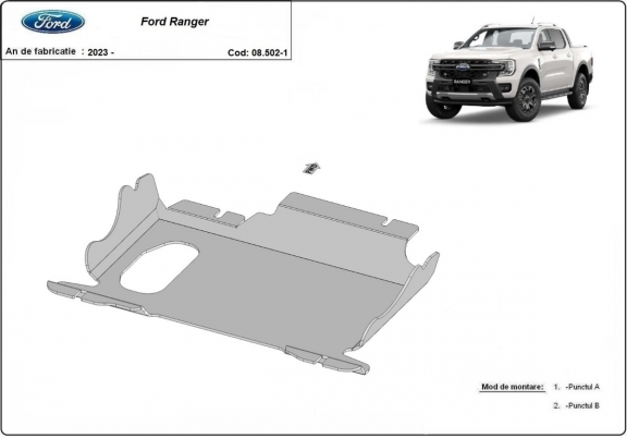 Steel skid plate for Ford Ranger