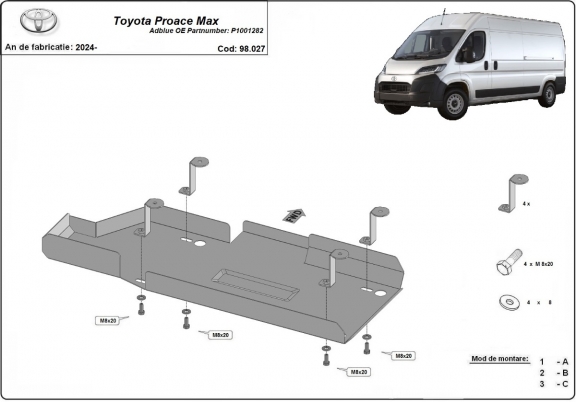 Steel AdBlue tank plate Toyota Proace Max - P1001282