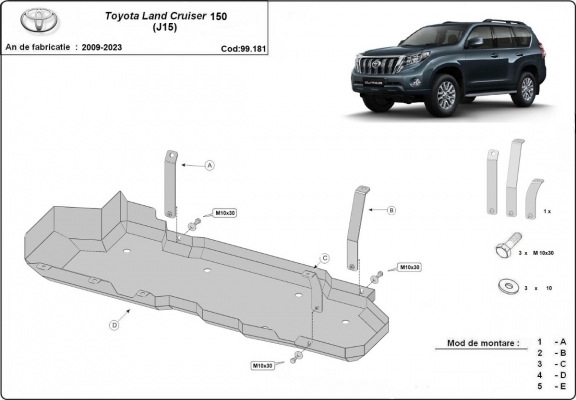 Steel fuel tank skid plate  for Toyota Land Cruiser J150