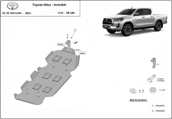 Steel fuel tank skid plate  for Toyota Hilux Invincible