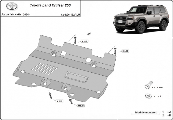 Aluminum radiator skid plate for Toyota Land Cruiser 250