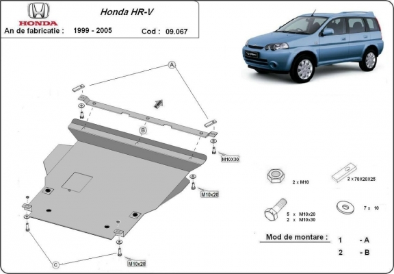 Steel skid plate for Honda HR-V