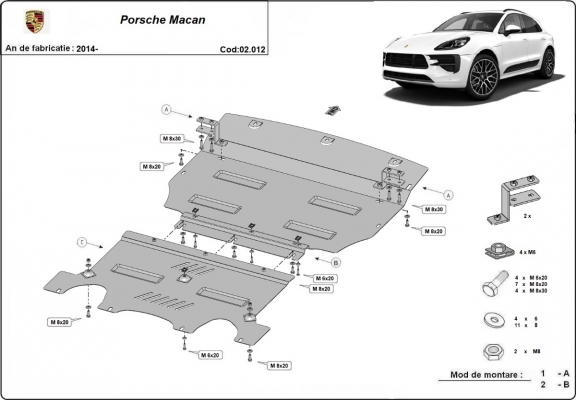 Steel skid plate for Porsche Macan