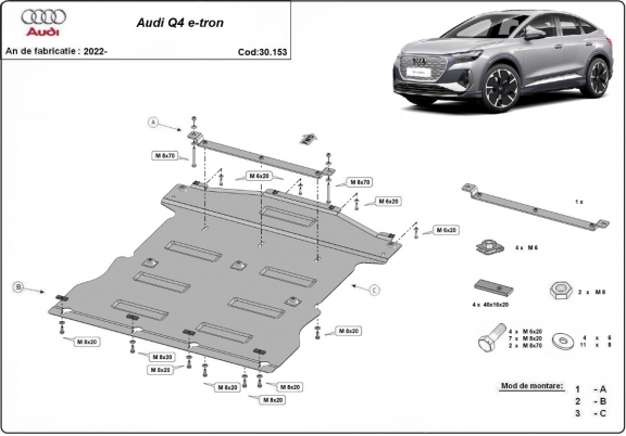 Steel skid plate for Audi Q4 e-tron