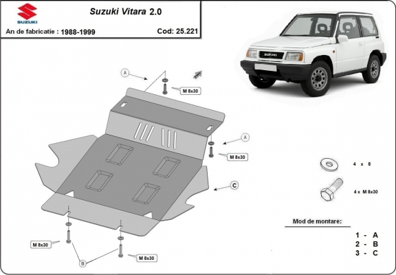 Steel skid plate for Suzuki Vitara 2.0