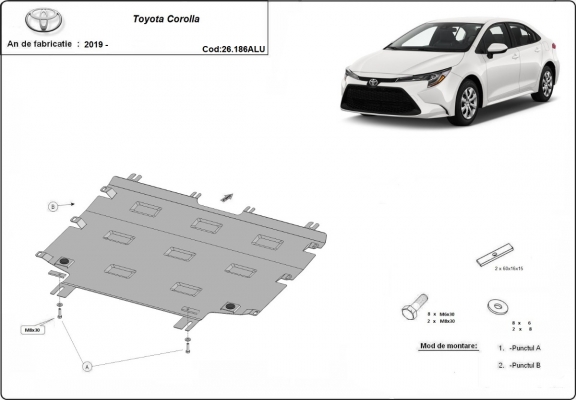 Aluminum skid plate for Toyota Corolla