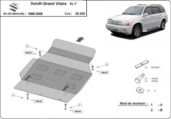 Steel skid plate for Suzuki Grand Vitara XL-7