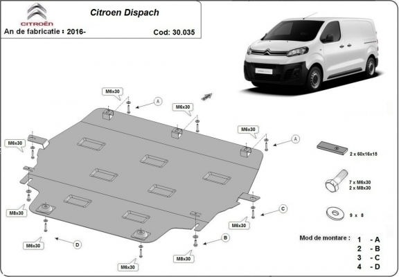 Steel skid plate for Citroen Dispatch