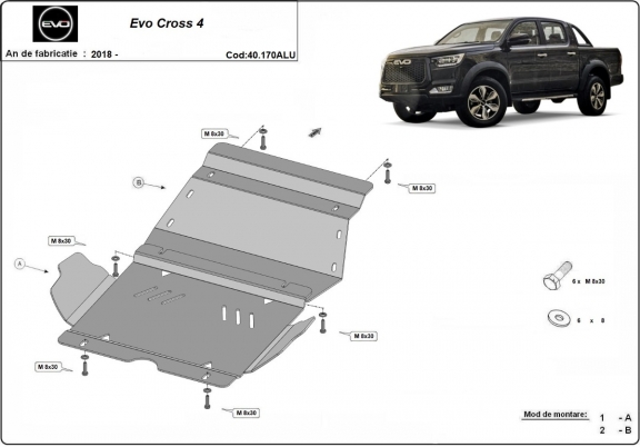 Aluminium skid plate for Evo Cross 4