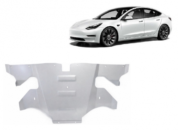 Rear electric aluminum motor skid plate - Tesla Model 3 AWD