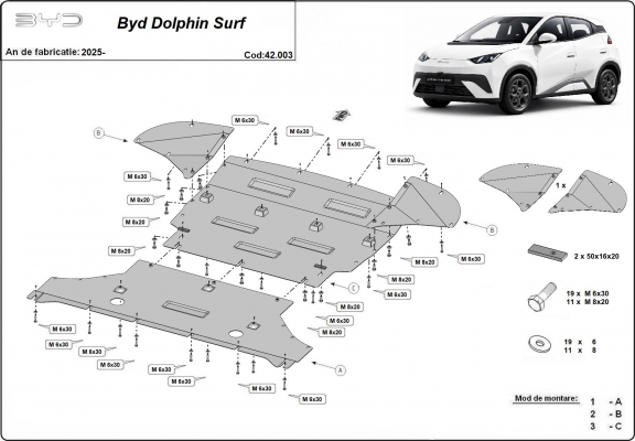 Steel skid plate for BYD Dolphin Surf