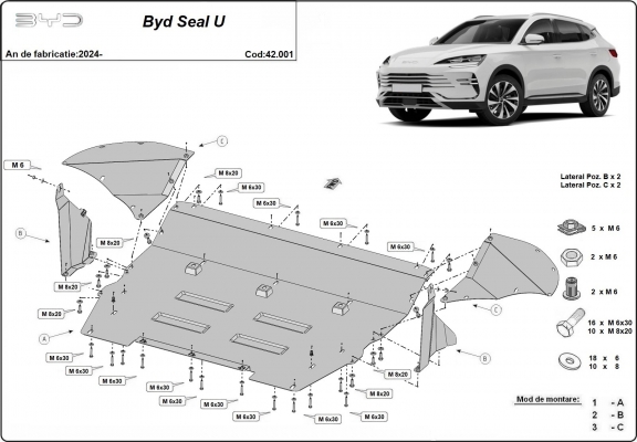 Steel skid plate for BYD Seal U