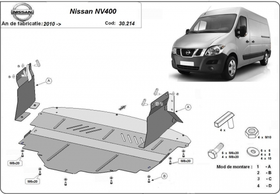 Steel skid plate for Nissan NV400