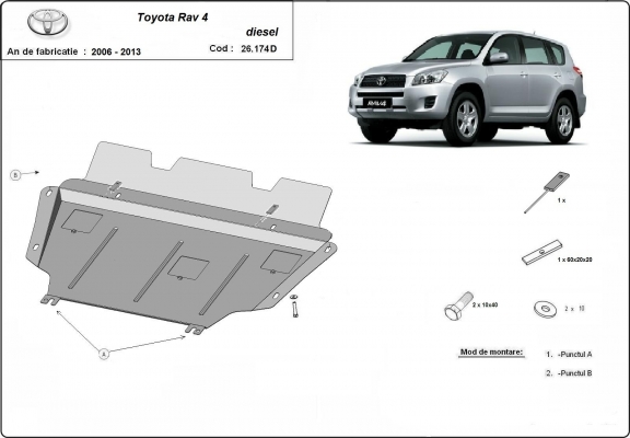 Steel skid plate for Toyota RAV 4 diesel