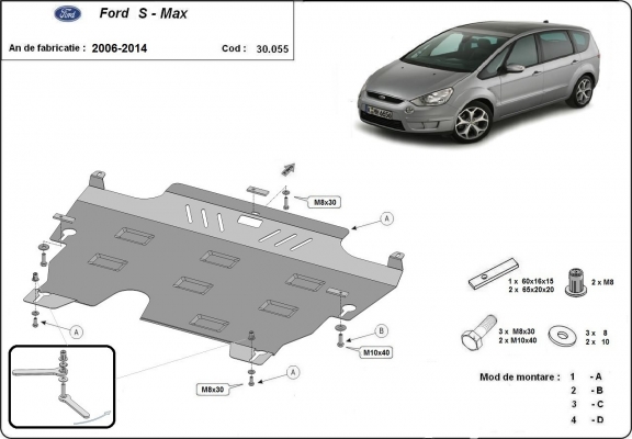 Steel skid plate for Ford S-Max