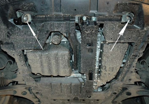 Steel skid plate for the protection of the engine and the gearbox for Mitsubishi Lancer
