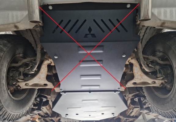 Steel gearbox skid plate for Mitsubishi Pajero 3 (V60, V70) Vers 2.0