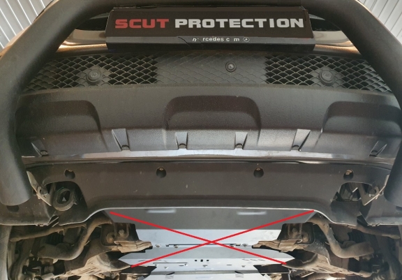 Steel gearbox skid plate and transfer case guard Mercedes X-Class W470