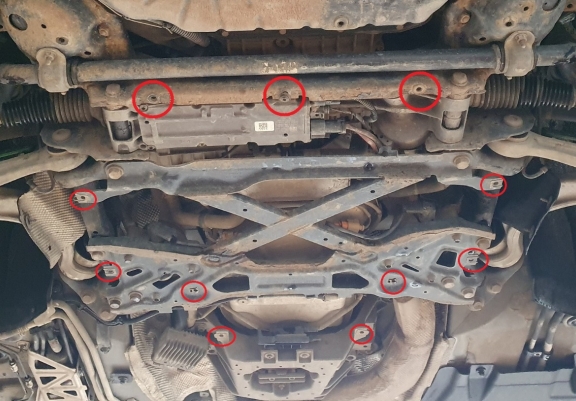 Steel gearbox skid plate for Audi A8